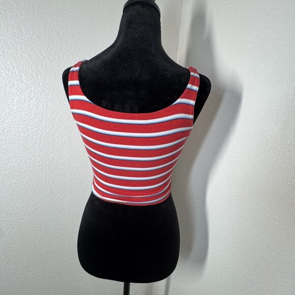 Kendall & Kylie XS Red White & Blue‎ Striped Crop Tank Top - Picture 3 of 5